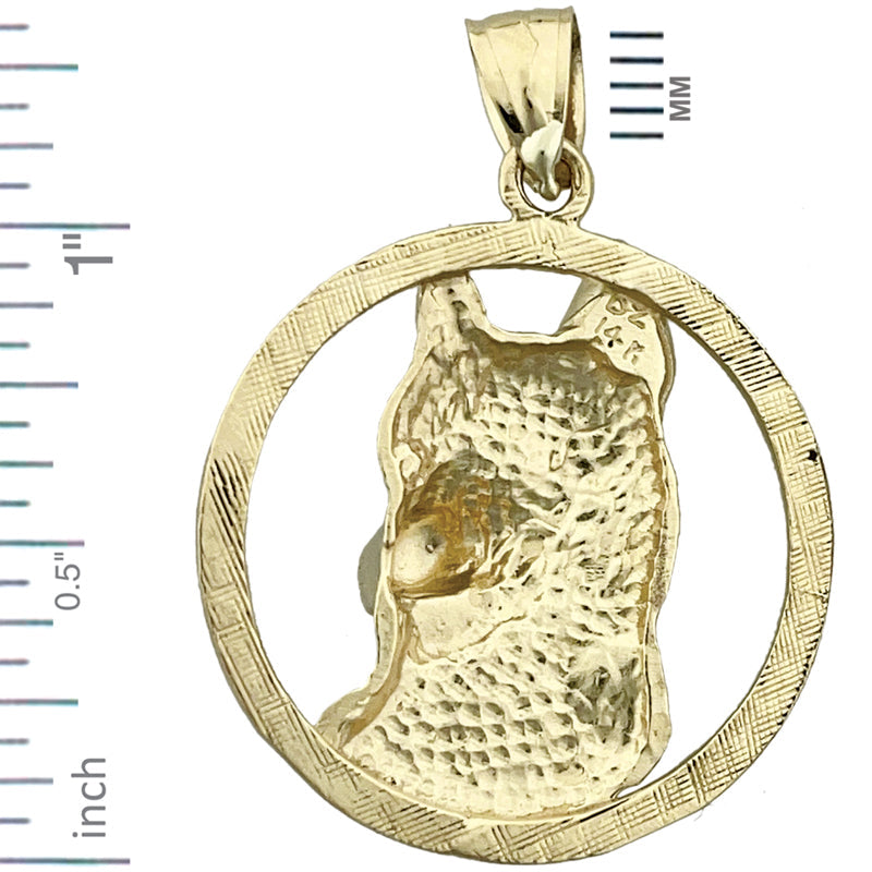 14K Gold Dog Face Pendant