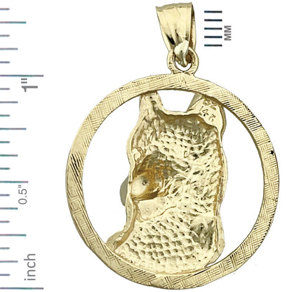 14K Gold Dog Face Pendant