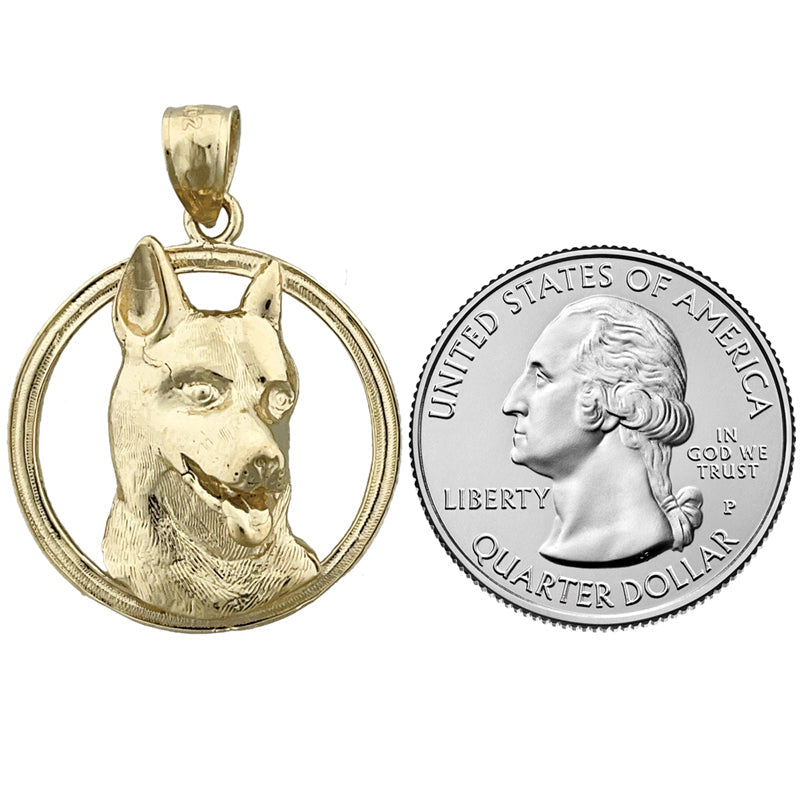 14K Gold Dog Face Pendant