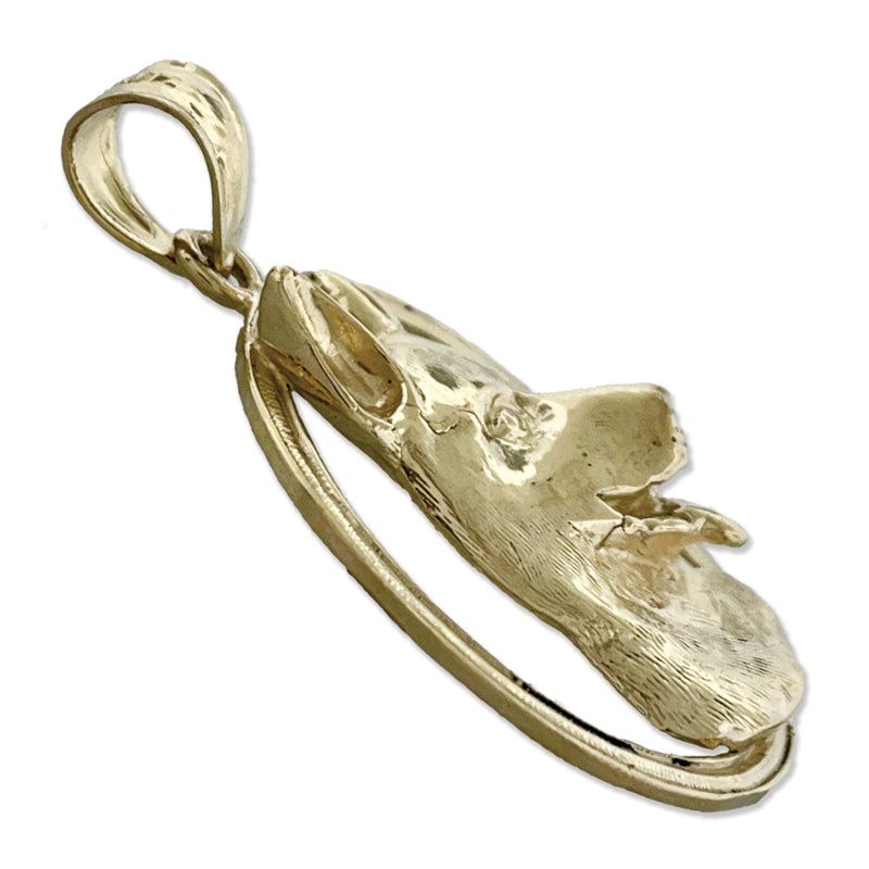 14K Gold Dog Face Pendant
