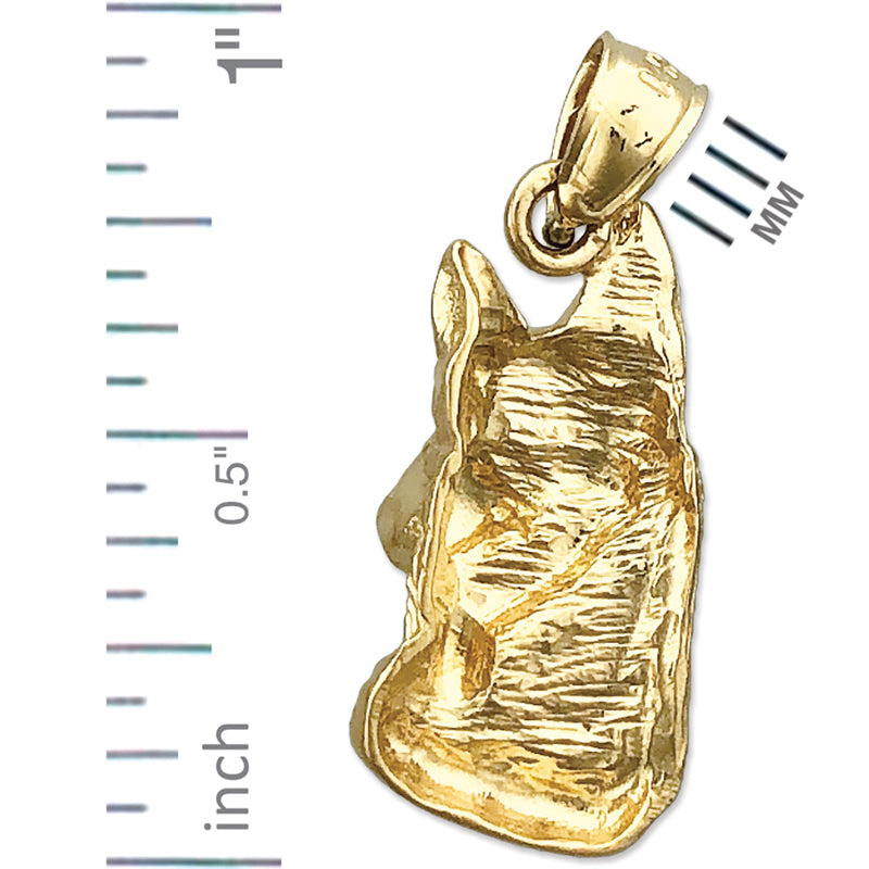 14K Gold German Shepherd Face Charm