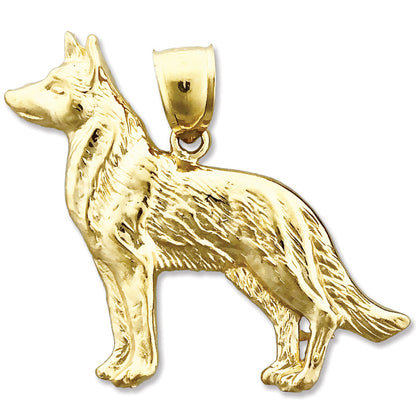 14K Gold German Shepherd Pendant