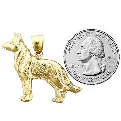 14K Gold German Shepherd Pendant