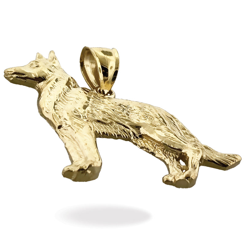 14K Gold German Shepherd Pendant