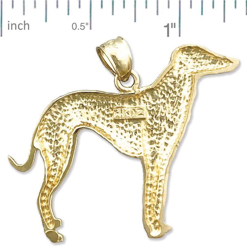 14K Gold Standing Greyhound Pendant