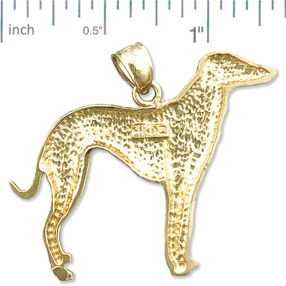 14K Gold Standing Greyhound Pendant