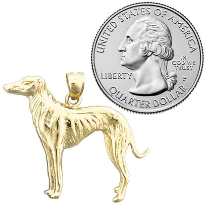 14K Gold Standing Greyhound Pendant