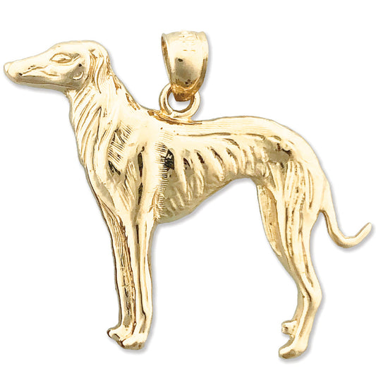 14K Gold Standing Greyhound Pendant