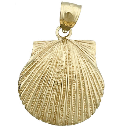 14K Gold 22 MM Scallop Shell Pendant
