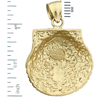 14K Gold 22 MM Scallop Shell Pendant