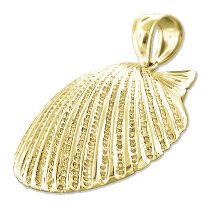 14K Gold 22 MM Scallop Shell Pendant
