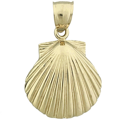14K Gold 20MM Scallop Shell Pendant