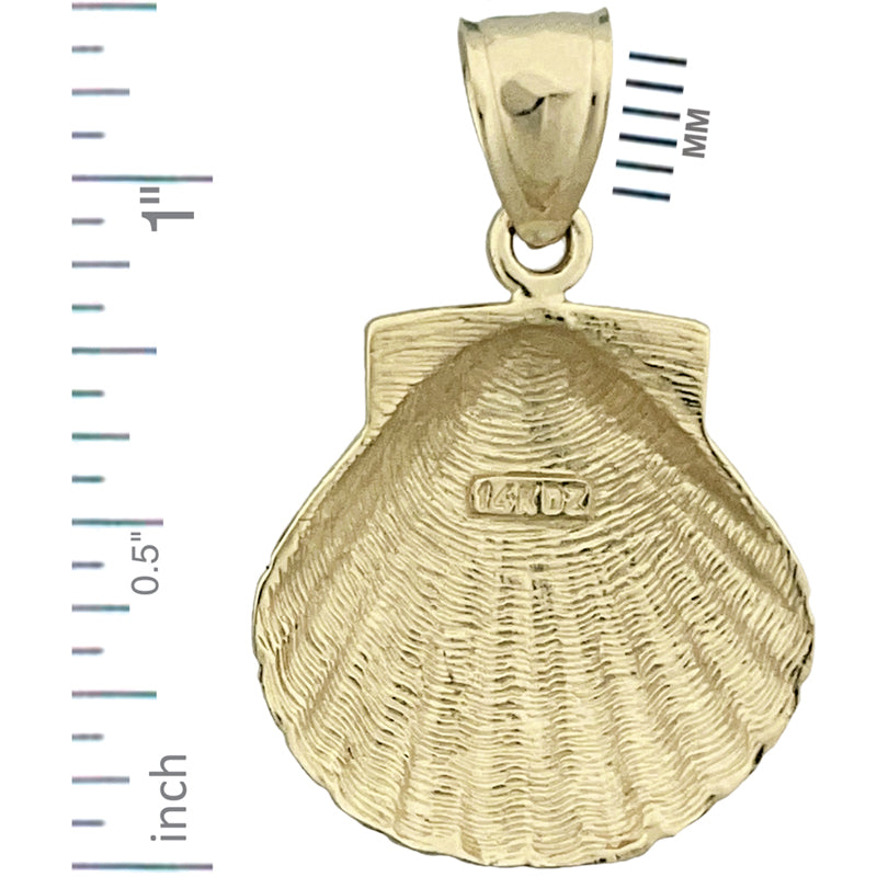 14K Gold 20MM Scallop Shell Pendant