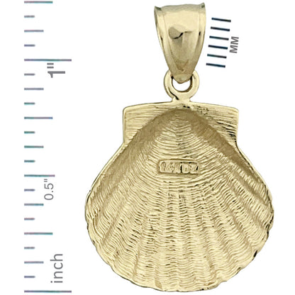 14K Gold 20MM Scallop Shell Pendant