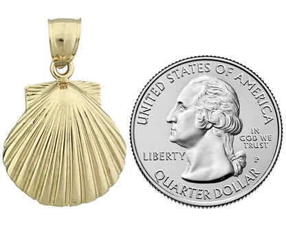 14K Gold 20MM Scallop Shell Pendant