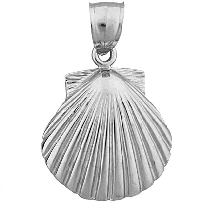 14K Gold 20MM Scallop Shell Pendant