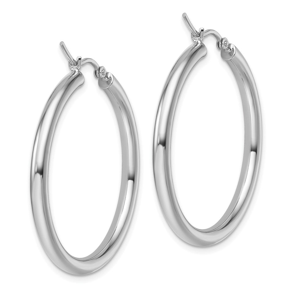14K White Gold Polished Hoop Earrings