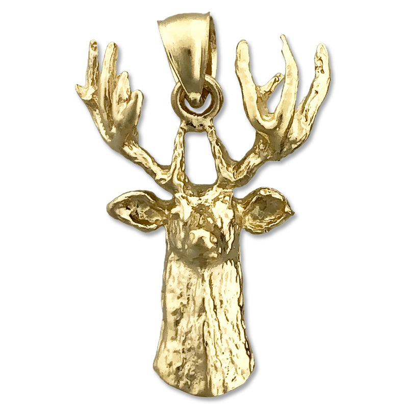 14K Gold Deer Head Pendant