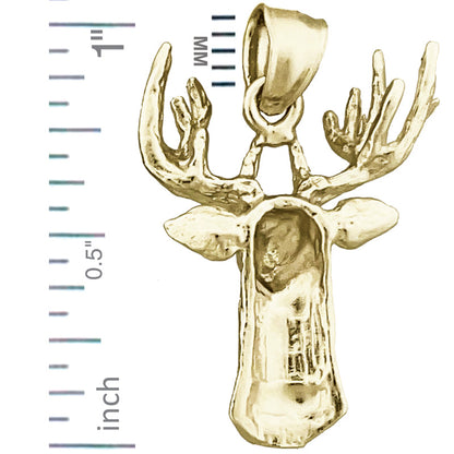 14K Gold Deer Head Pendant