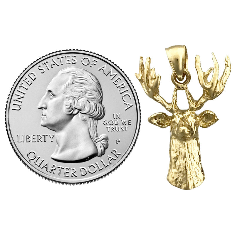 14K Gold Deer Head Pendant