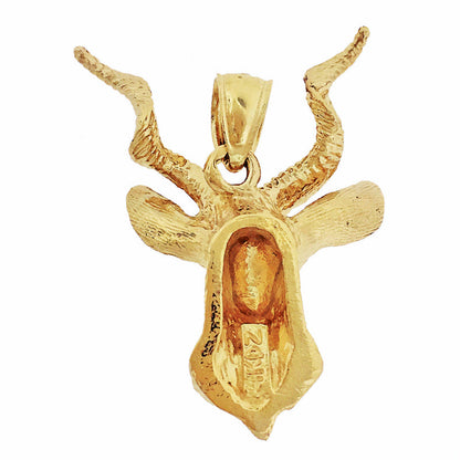14K Gold Antelope Stag Head Pendant