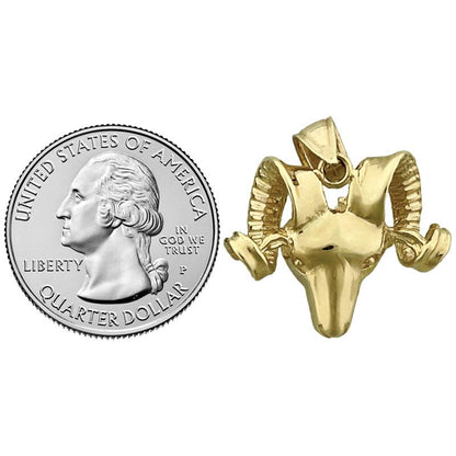 14K Gold Ram Head Pendant