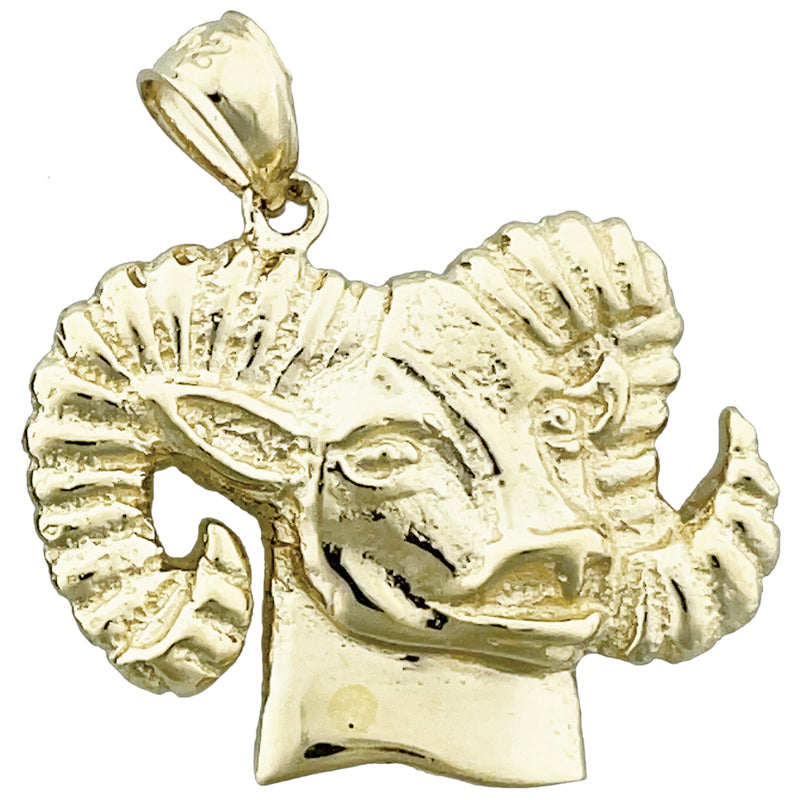 14K Gold Rams Head Pendant