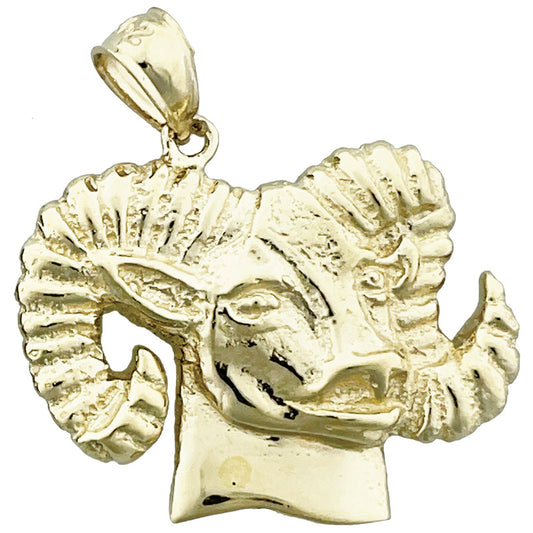14K Gold Rams Head Pendant