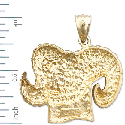 14K Gold Rams Head Pendant