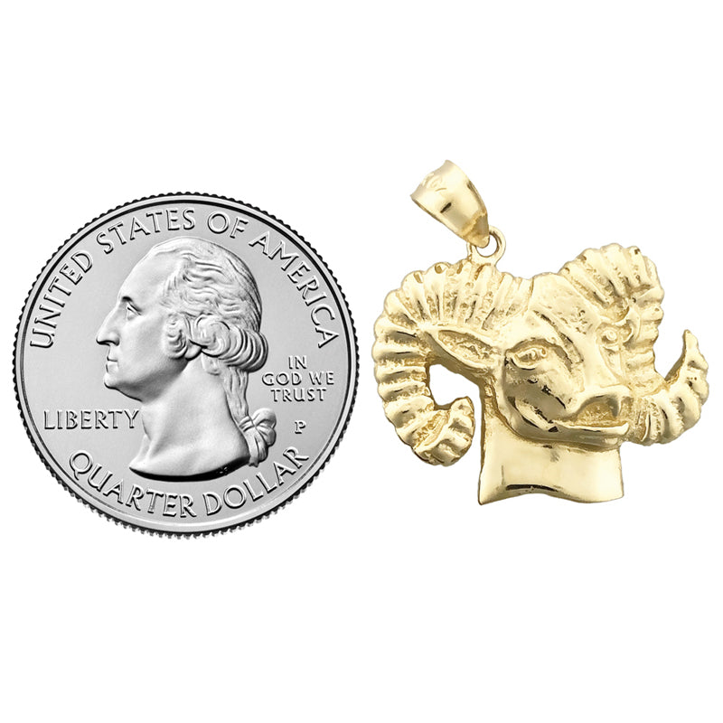 14K Gold Rams Head Pendant