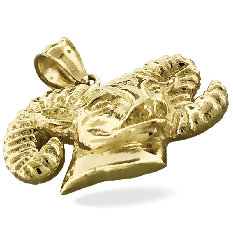 14K Gold Rams Head Pendant