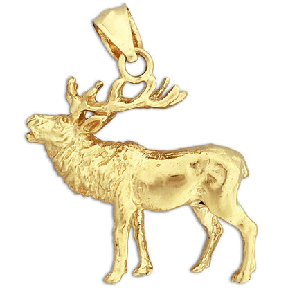 14K Gold 3D Moose Pendant