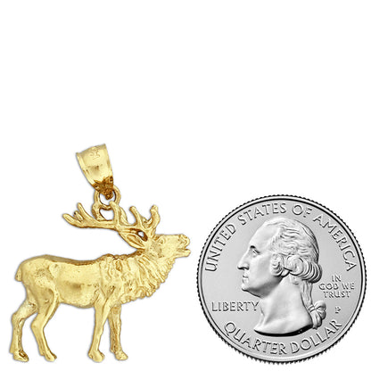 14K Gold 3D Moose Pendant