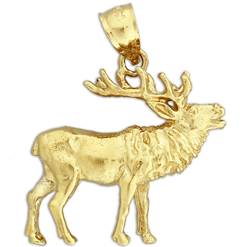 14K Gold 3D Moose Pendant