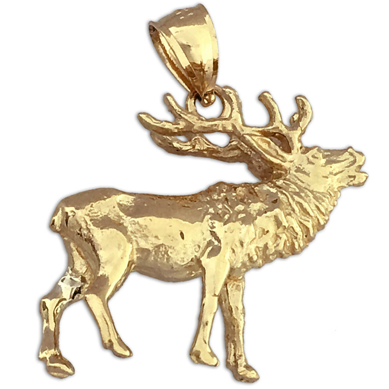 14K Gold 3D Moose Pendant