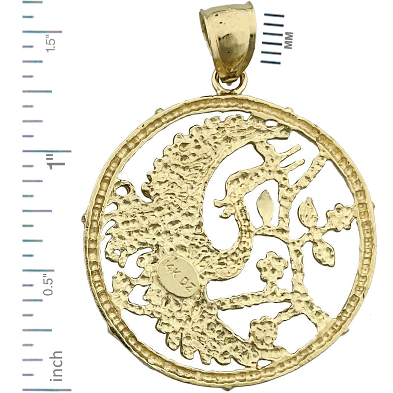 14K Gold Heron Bird Pendant