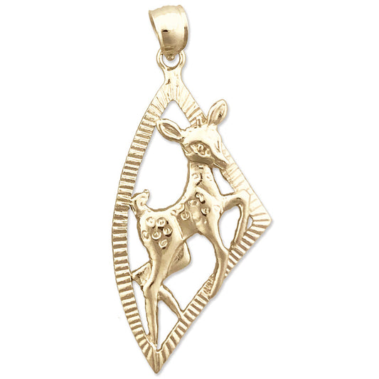 14K Gold Bambi Deer Pendant Medallion
