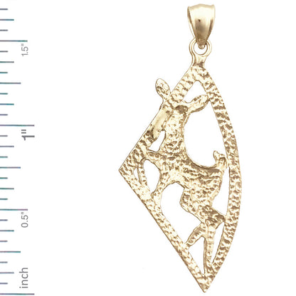 14K Gold Bambi Deer Pendant Medallion