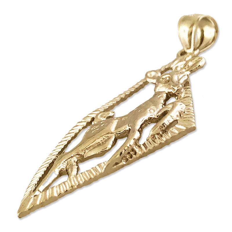 14K Gold Bambi Deer Pendant Medallion