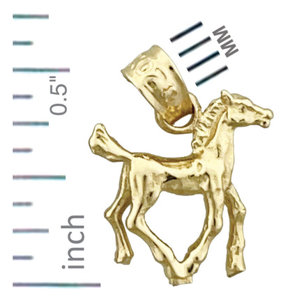 14K Gold 3D Horse Calf Charm