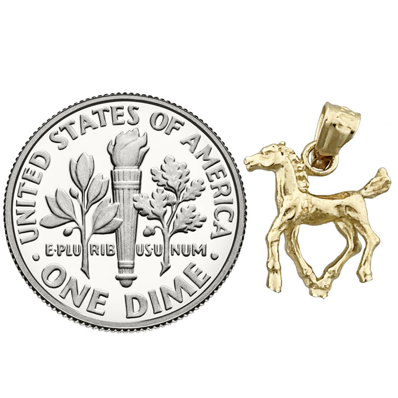 14K Gold 3D Horse Calf Charm