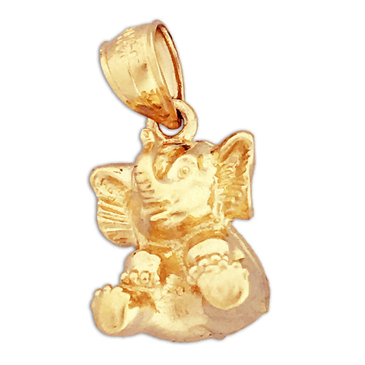 14K Gold 3D Elephant Calf Charm