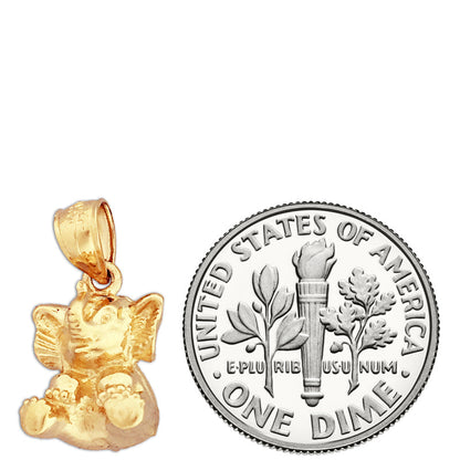 14K Gold 3D Elephant Calf Charm