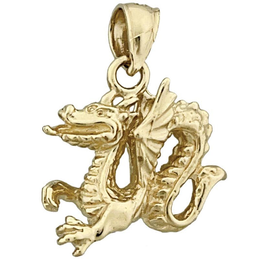 14K Gold 3-D Mythical Winged Dragon Charm