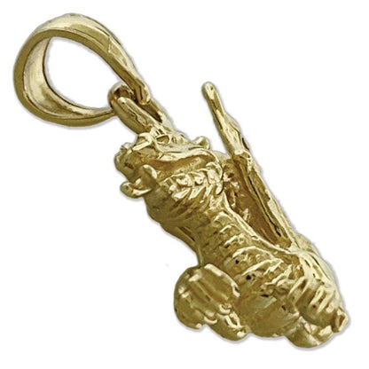 14K Gold 3-D Mythical Winged Dragon Charm