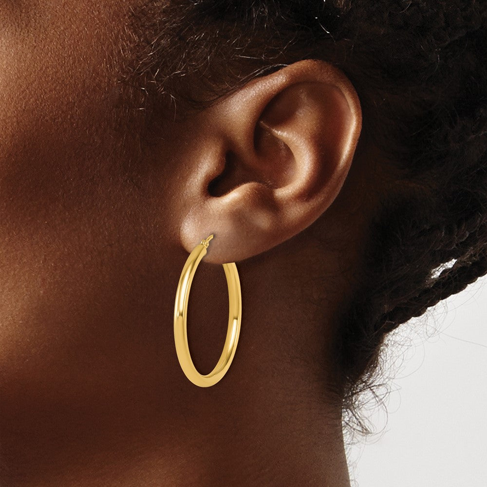 14K Yellow Gold Polished Hoop Earrings