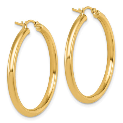 14K Yellow Gold Polished Hoop Earrings