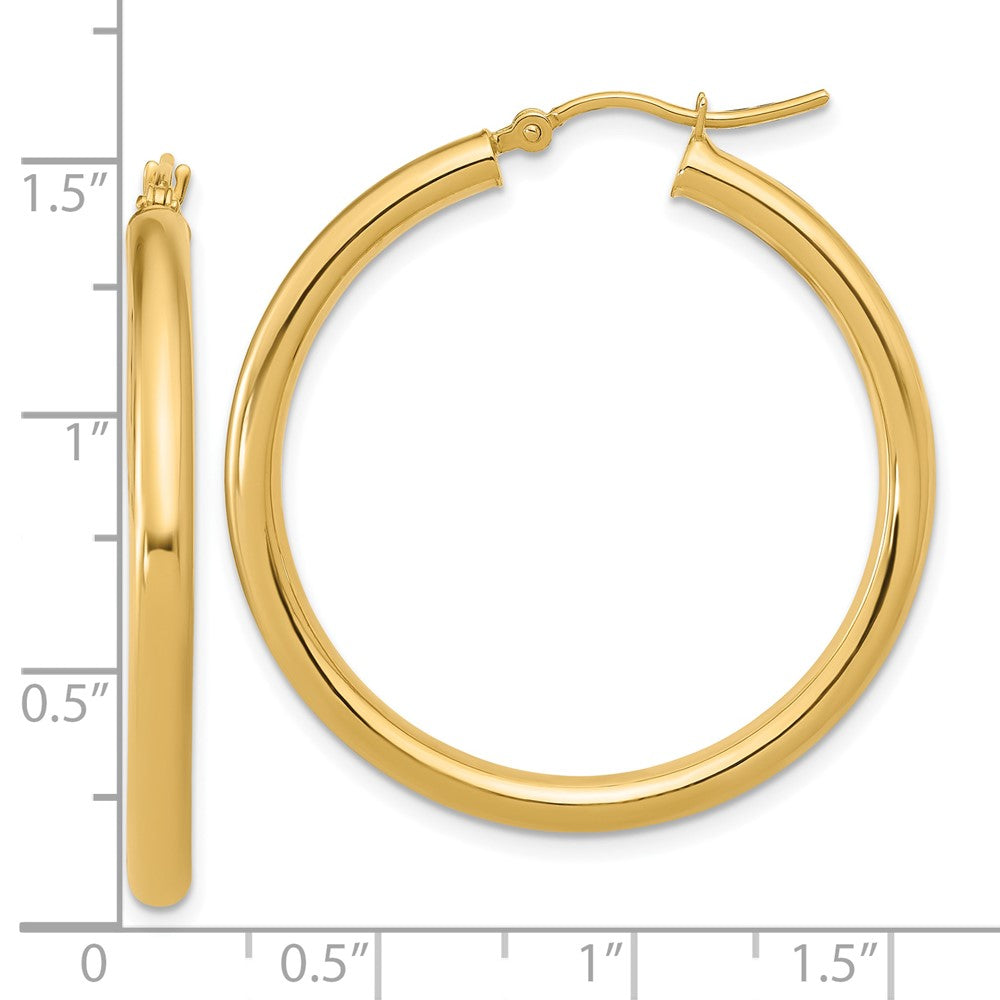 14K Yellow Gold Polished Hoop Earrings