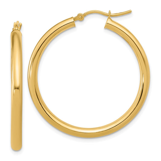 14K Yellow Gold Polished Hoop Earrings