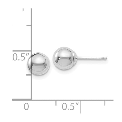 14K White Gold Polished 6mm Ball Post Earrings